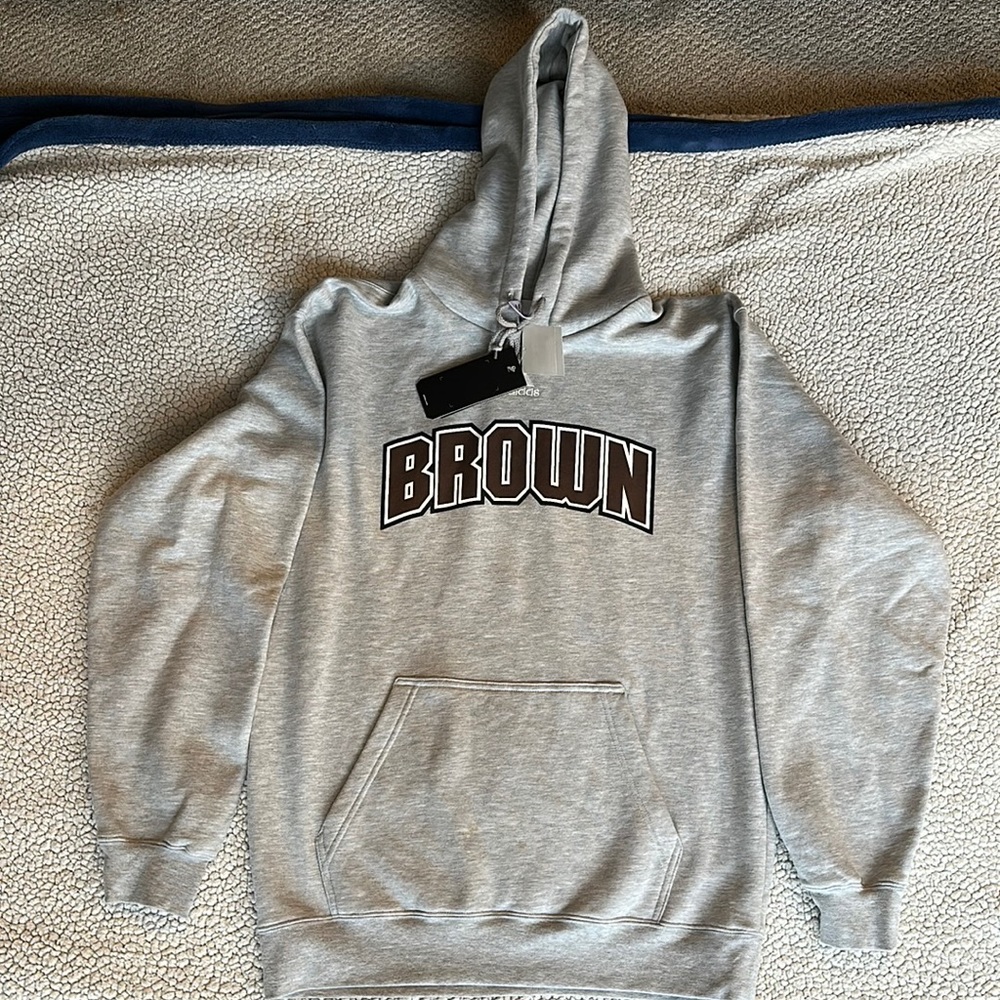 Vintage Brown Univ. Adidas Fleece Hoodie NWT Large